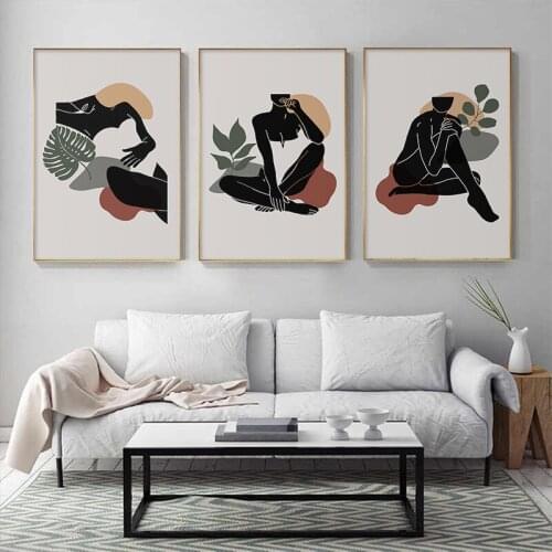 Nordic Canvas Wall Art Poster Abstract Women Figure Painting Scandinavian Decoration Picture for Living Room Home Decor