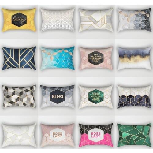Simple Geometric line style polyester peach skin throw pillow cover 30*50 cm rectangle Micro-fabric decorative pillowcase