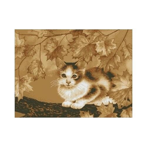 Nostalgic Series-Autumn Cat Needlework,For Embroidery,DIY 14CT Unprinted Arts Cross stitch kits Set Cross-Stitching Home Decor