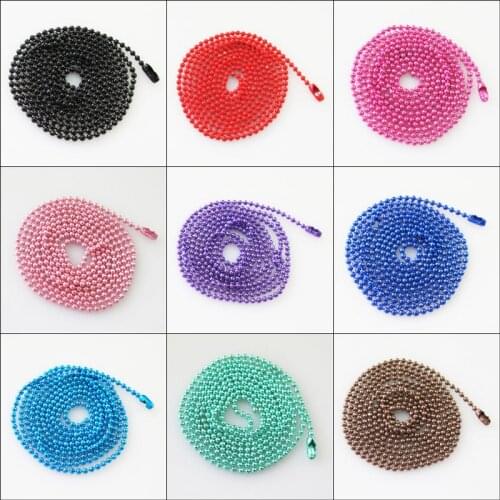 New 6Strands Ball Chain Necklace 1.5mm Beads W/Connector 70cm Colours