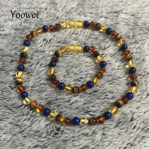 Yoowei Natural Amber Necklace for Baby Adult Mama Gifts Genuine Gemstone Women Jewelry Baltic Amber Necklace Bracelet Wholesale