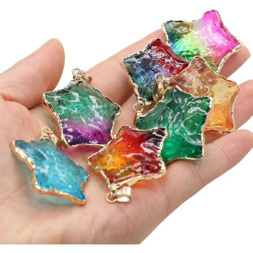 Natural Stone Pendants Reiki Heal Star Shape 7 Chakras Energy Crystal for Jewelry Making Women Necklace Earrings Gifts