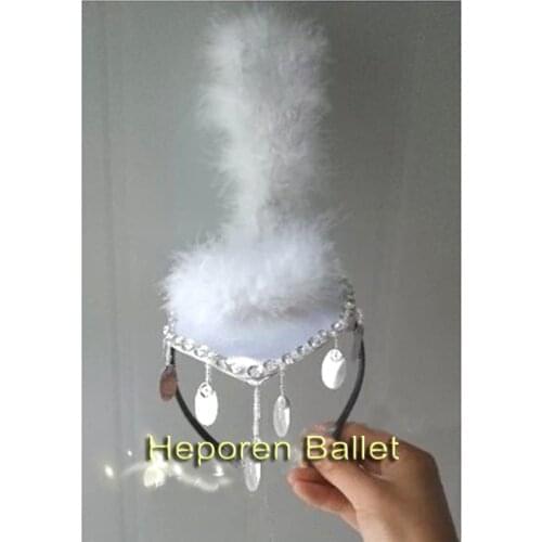 Swan Lake Ballet White Feather Headband Head wear,Princess Headdress Nutcracker Feather Headpiece