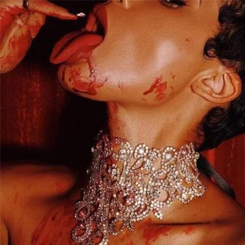 Luxury wedding zircon necklace shiny crystal Bib Collar Necklace ins fashion Rhinestone Necklace brides wear jewelry gifts