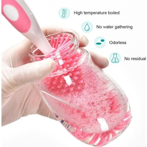 Baby Bottle Nipple Brush 2 in 1 Silicone Bottle Brush Cleaner Detachable Brush For Feeding Bottle Cleaner for Narrow Neck Bottle