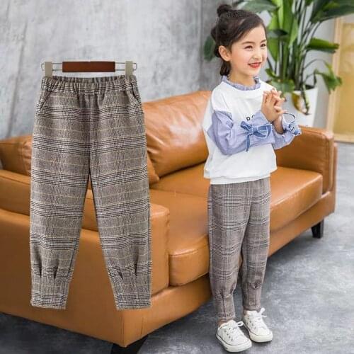 Girl Pants 2019 Autumn Winter New Childrens Clothing Kids Girls Casual Trousers Kids Plaid Pants for Girls Baby Winter Clothes