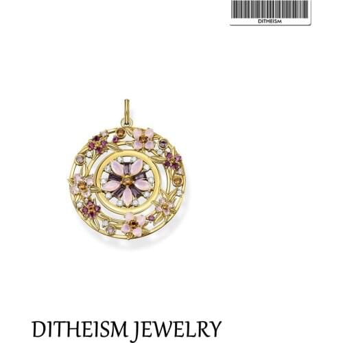 Pendant Wreath Flowers Amulet Golden In 925 Sterling Silver 2021 Brand New Fine Women Jewelry Lucky Romantic Europe Bijoux Gift