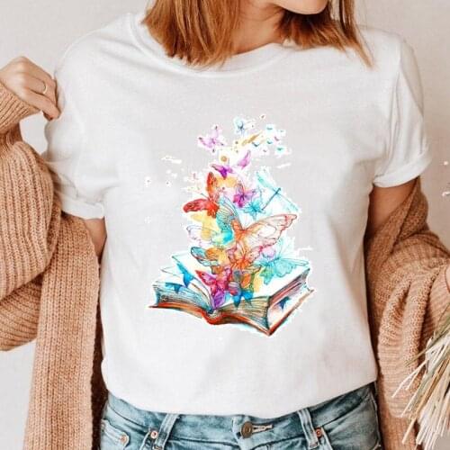 Women Graphic Watercolor Butterfly Top Print Clothing 90s T Shirt Female Tee Ladies Fashion Short Sleeve Cartoon T-shirt