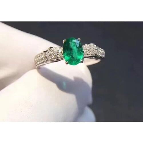 Natural green emerald gem Ring Natural gemstone Ring S925 silver Fashion elegant Lovely Bow round women girl party Jewelry