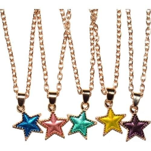 2019 New Delicate Color Glitter Star Pendant Necklace 5 Color Choose Unique Exquisite Jewelry Gifts For Women Dropshipping