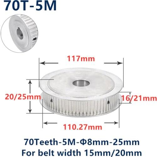 70 Teeth HTD 5M Synchronous Timing Pulley Bore 8/10/12/15/16/17/19/20/22mm for Width 15/20mm HTD5M Gear wheel 70Teeth 70T