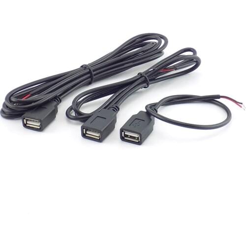 0.3/1/2M USB 2.0 Type A Female 2 Pin DIY extension power Cable DC 5V Power Supply Adapter Charge Connector Wire H10