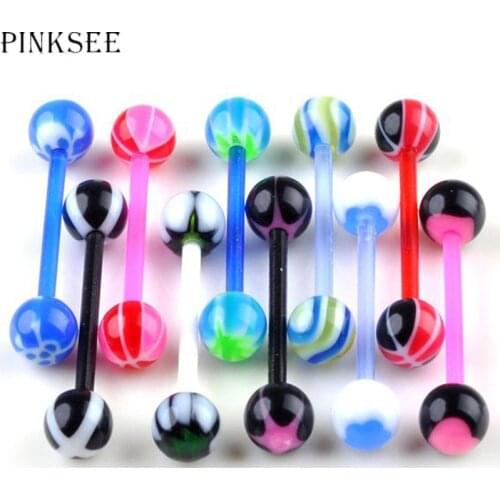 PINKSEE 10Pcs Flexible Glow In Tongue Bar Rings Trendy Personality Body Piercing Jewelry Wholesale Free Shipping