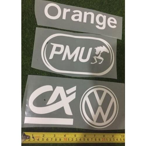 2018 2019 White France Training Sponsor Fullset Heat Transfer Soccer Patch Badge