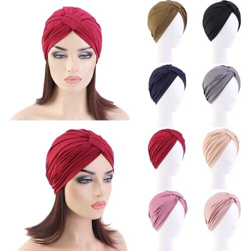 2020 Muslim Women Headscarf Hat Solid Modal Turban Caps Thin Summer Soft Elastic Inner Cap Bonnet Wrap Head Indian Hat Fashion