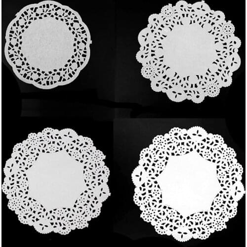 4.5/5.5/6.5/7.5inch White Round Lace Paper Doilies Doyleys Vintage Coasters Placemat Craft Wedding Table Decor Flower Gift Wrap