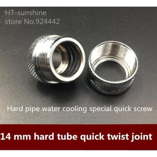 Free shipping 14mm computer water-cooled pipe joint hand-tight pipe water-cooled joint with seal ring 5pcs