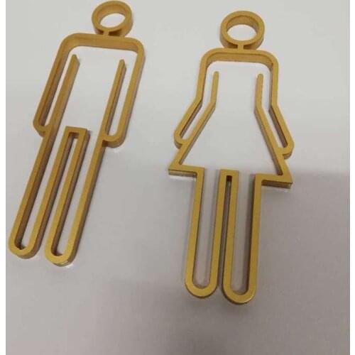 Acrylic Toilet Symbol Adhesive Backed Bathroom Toilet Door Sign for Hotel,Office,Home,Restaurant (Gold)