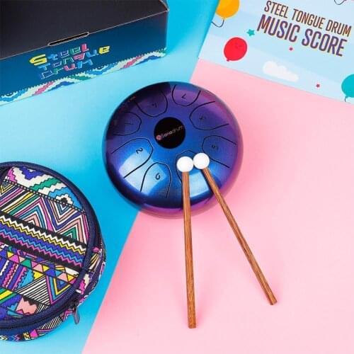 5.5 inch 8 Tone Steel Tongue Drum Drum With Bag And A Pair Of Mallets Kids Music Enlightenment Child Birthday Christmas Gifts