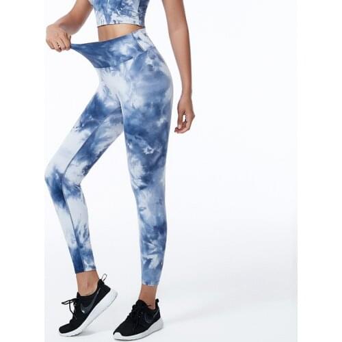 Tie Dye Yoga Pants Female High Waist Lift Hip Running Sports Pants No T line Gym Fitness Leggings Elasticity Yoga Tights Summer