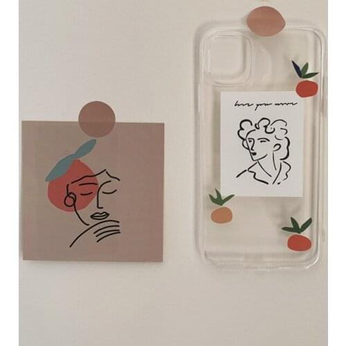 Retro Simple Painting Abstract Phone Case For iPhone 11 Pro Max XR Xs Max X 7 7 Puls 6 6S 7 8 Puls Cases Cute Soft TPU Cover