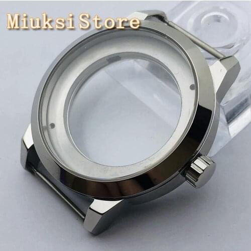 41mm silver sterile polished case sapphire glass for ETA 2836 Seagull 1612 Miyota 8205 8215 821A Mingzhu DG2813 3804 movement