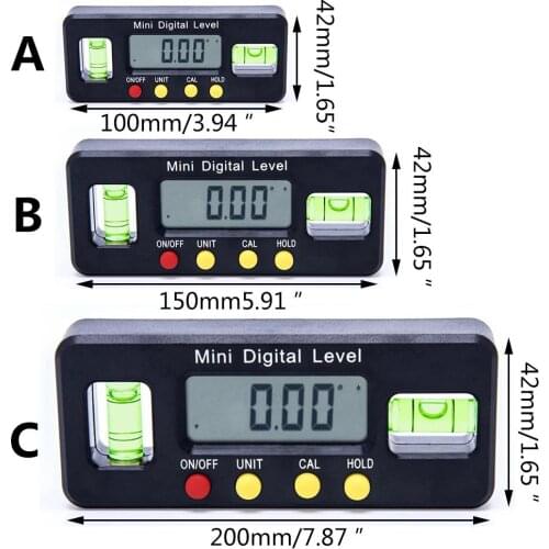 100mm 150mm 200mm Digital Level Protractor Inclinometer Magnetic Level Angle Meter Angle Finder Level Box Digital Angle Gauge