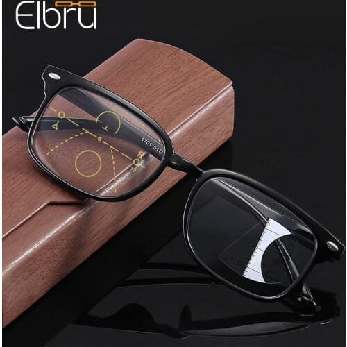 Elbru Ultralight Anti Blue Light Reading Glasses Gradient Color Frame Progressive Multi-focus Presbyopia Eyeglasses +1.0 +4.0