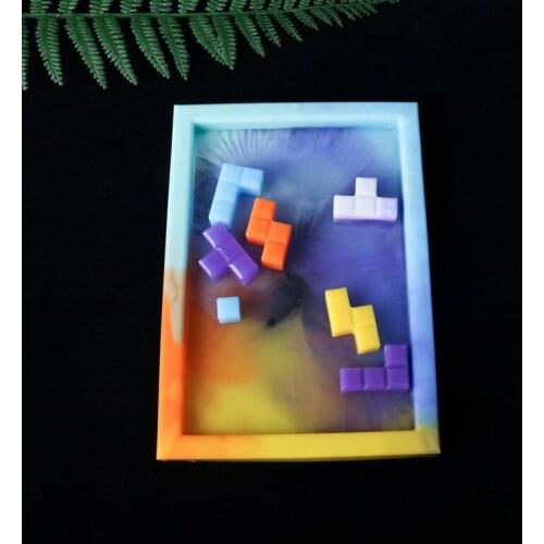 DIY Tetris Mold Crystal Epoxy Resin Mold Mirror Handmade Creative Silicone Mold for Resin Table Decoration Mold Jewelry Making