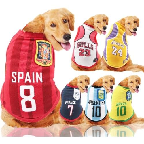 T Shirt Dog Clothes for Small Large Dogs Summer Pets Clothes Spitz Labrador Jersey Basketball Soccer Football National Team Vest