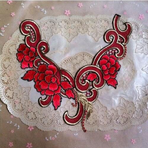 Hot Sale 1 Piece 30*28cm Vintage Water Soluble Brown Yellow Venice Lace Collar Craft Embroidery