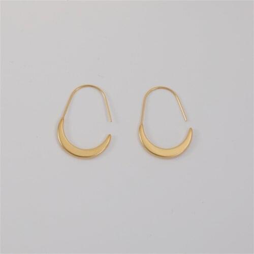 JOOLIM PVD Plated Gold Color Stainless Steel Hoop Earring Crescent Earring High End Costume Jewelry