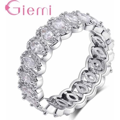 Factory Price High Quality Sweet Romantic Lace Crystal Stone Ring Engagement Bridal Wedding Jewelry 925 Sterling Silver