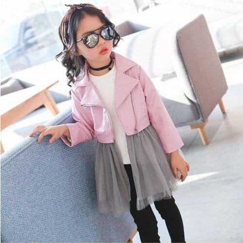 Baby Girls Clothing Sets 2019 Fashion Autumn Leather Jackets Dress 2 Pieces Set Girl Costume Kids Suits Cotton Children Clothes