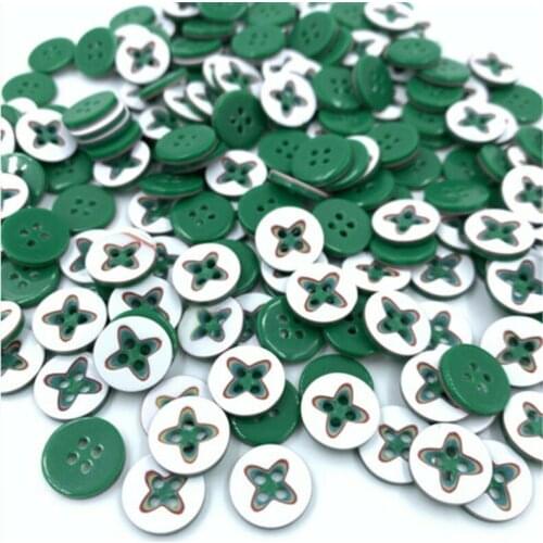 DIIY 100X Green back white 2-hole Round buttons clothing sewing Scrapbooking decorate 12mm