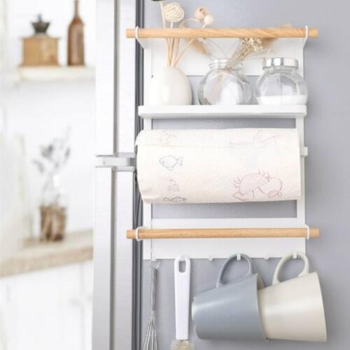 Metal Refrigerator Hanger Simple Wrought Iron Magnet Paper Towel Storage Bag Storage Kitchen Storage Side Rack