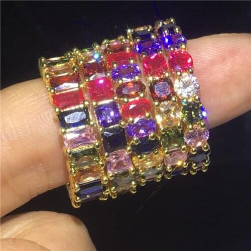 Fashion 5 Style Eternity ring Silver color Mutil Colors AAAAA Cz Stone Party wedding band ring for women Finger jewelry