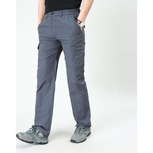 Mens Outdoor Casual Quick Drying Stretch Lightweight Hiking Fishing Cargo Work Pants with 6 Pockets Breathable Long Trousers