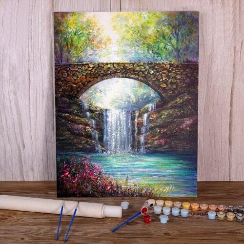 Natural Scenery Spring Falls DIY Painting By Numbers Kit Acrylic Paints 50*70 Painting On Canvas Decoration For Handiwork