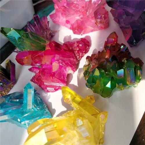Natural quartz cluster Electroplate colorful Aura Quartz Crystal Cluster for decoration