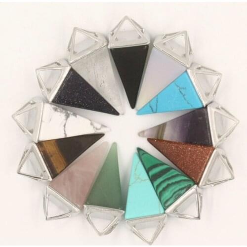 Newest Unisex Genuine Quartz Triangle Colorful Magic Crystals Point Healing Faceted Top Natural Stone Pendant Hot Search Jeweley