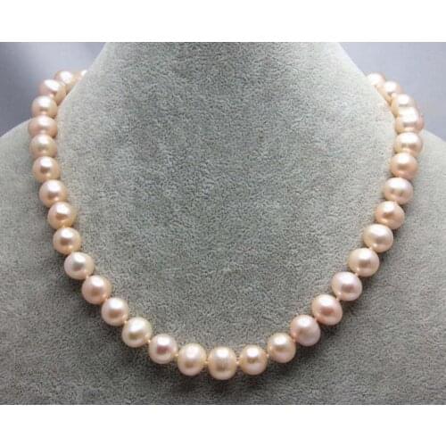 New 10-11MM NATURAL SOUTH SEA GENUINE PINK PEARL NECKLACE Gold Clasp 18inch