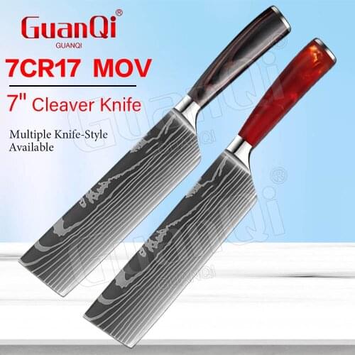 7 Inch Damascus Steel Chef Knife Damascus Steel Kitchen Cleaver Knife Stainless Steel Vegetable Meat Cleaver Slicing Chef Knife