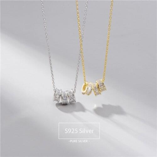 Real 925 Sterling Silver Necklace for Women Exquisite Inlay Zircon Pendant Necklace Women Silver Wedding Jewelry Accessories