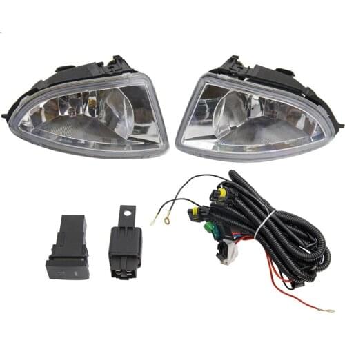 Clear Lens Pair Bumper Fog Light Lamp+Wiring+Switch Kit For Honda Civic 2004 2005
