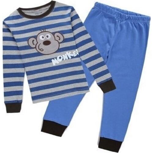 Monkey Boys Pajamas 2-Pieces Clothes Baby Pyjamas Sleeve Children Sleepwear Clothing Set Kids PJS Infant T-Shirt Pant Cotton