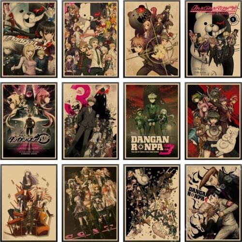 Anime Game Poster Danganronpa Retro Posters Kraft Paper and Prints Home Room Bar Wall Decor Poster Art Painting