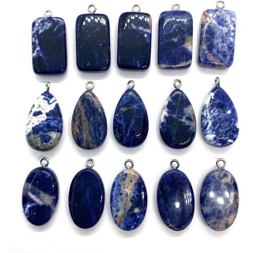 Natural Stone Pendant Rectangular Egg-shaped Pendant Jewelry Wholesale DIY Handmade Necklace Pendant Fashion Jewelry Accessories