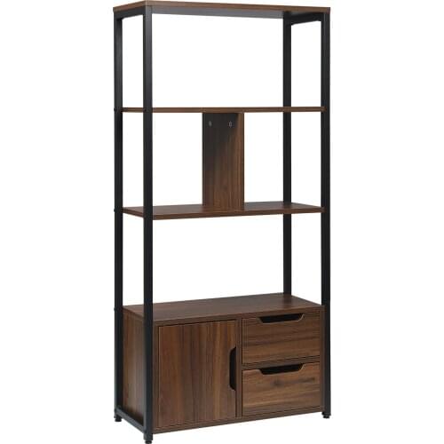 Book Shelves Display Storage Rack Standing Shelf Unit with 3 Drawer Corner Bookcase for Living Room Home Office Furniture