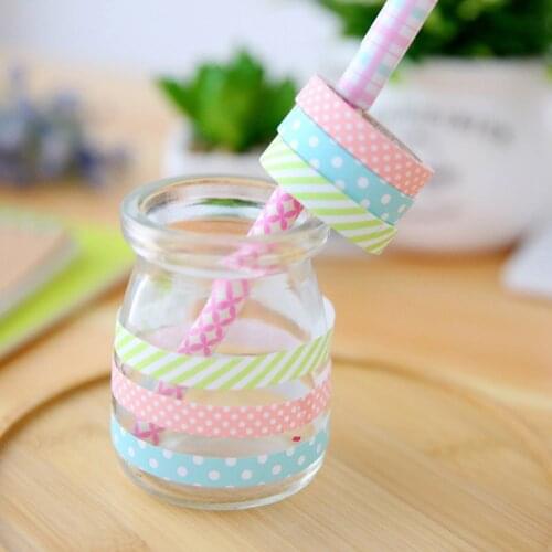 5pcs/pack Dot Striped Sticker Tapes Wedding Party DIY Decoration Notebook Laptop Stickers Paper Stickers